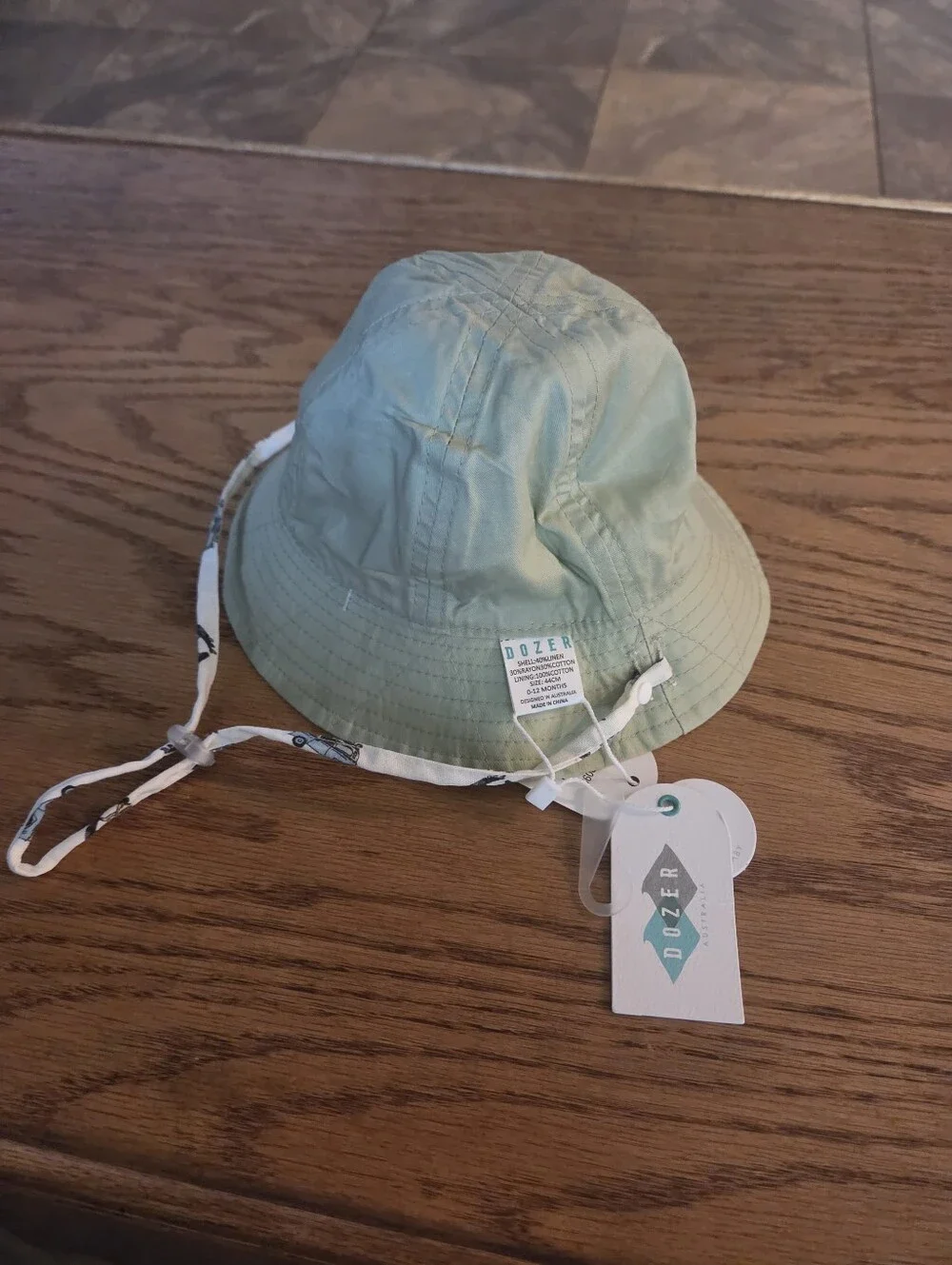 Dozer Bucket Hat‎ Reversible Cars Trucks Jeep Natural Green Brimmed Baby 0-12mo